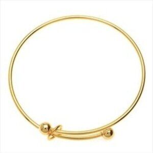 8 Adjustable EXPANDABLE Bangle Bracelet, Two Balls, Add a Charm, Bright Gold Pla